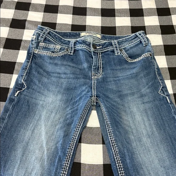 Rock & Roll Denim Mid Rise Trouser Cowgirl Bootcut Flare Jeans 28 x 32 Stretch - Picture 3 of 11